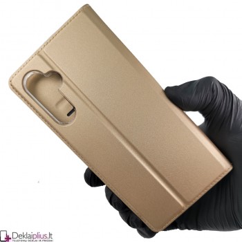Dux Ducis dirbtinės odos atverčiamas dėklas - auksinės spalvos (Samsung A34 5G)